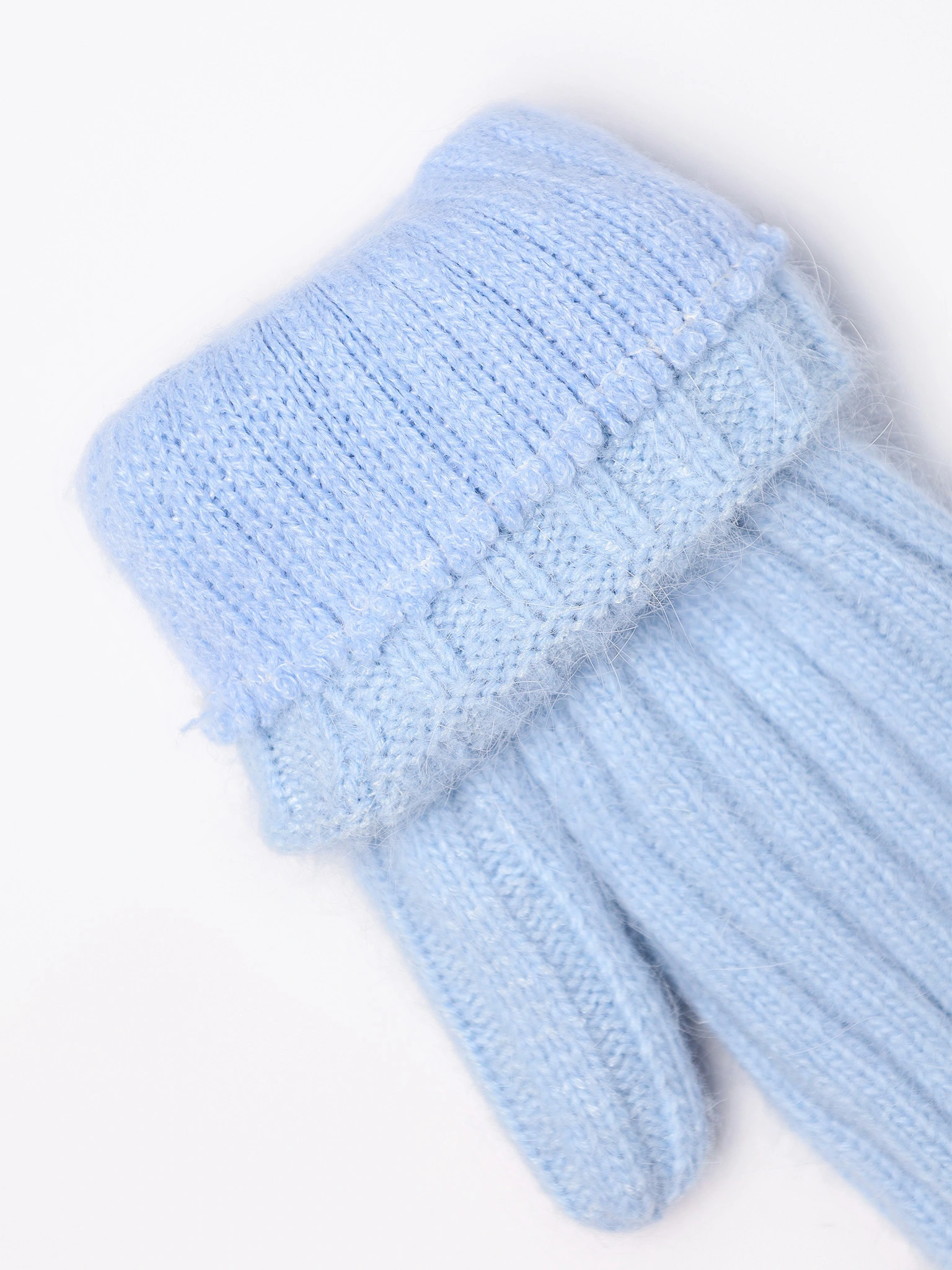 Варежки вязаные с отворотом на подкладке в ассортименте